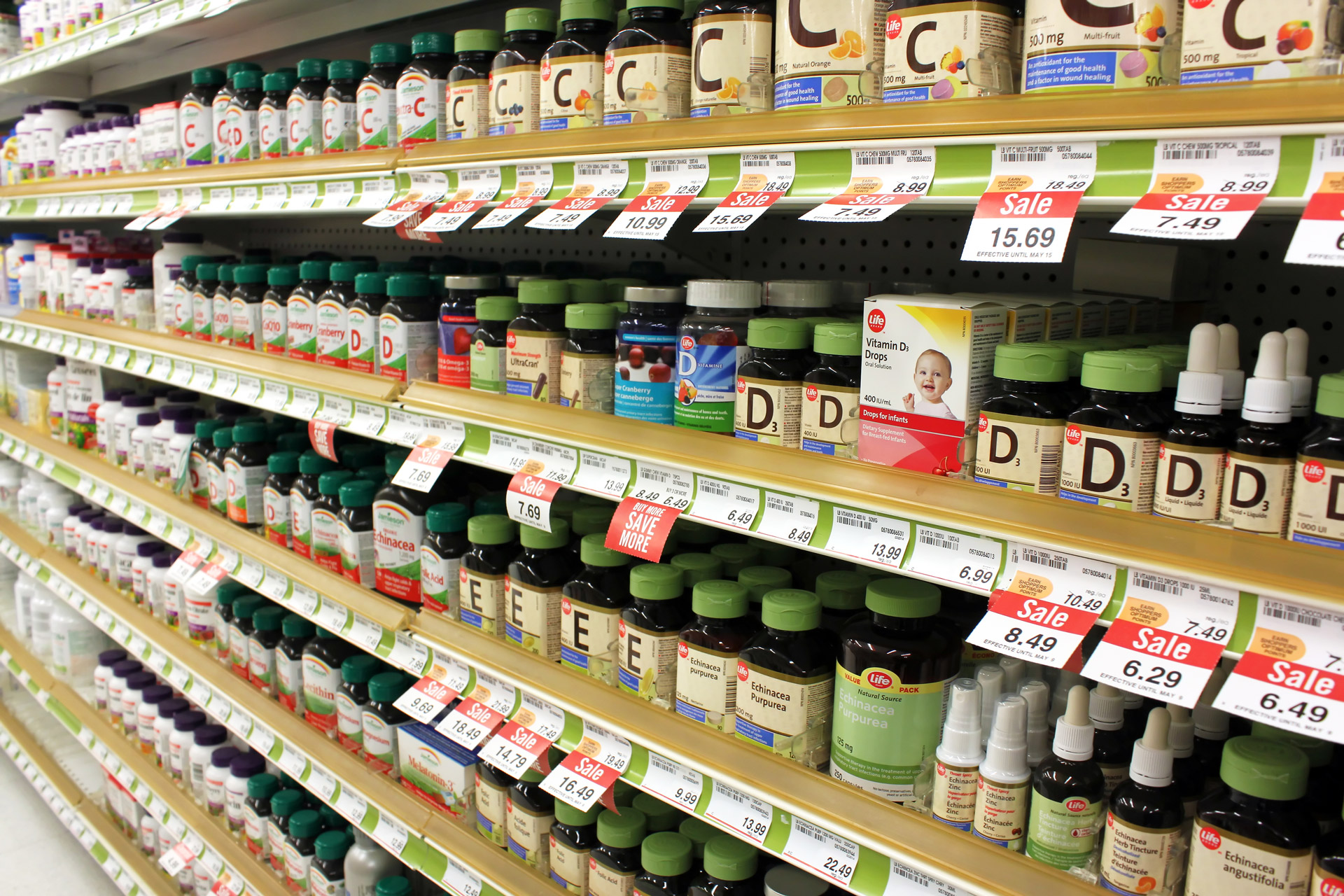 Shelves Full of Natural Supplements